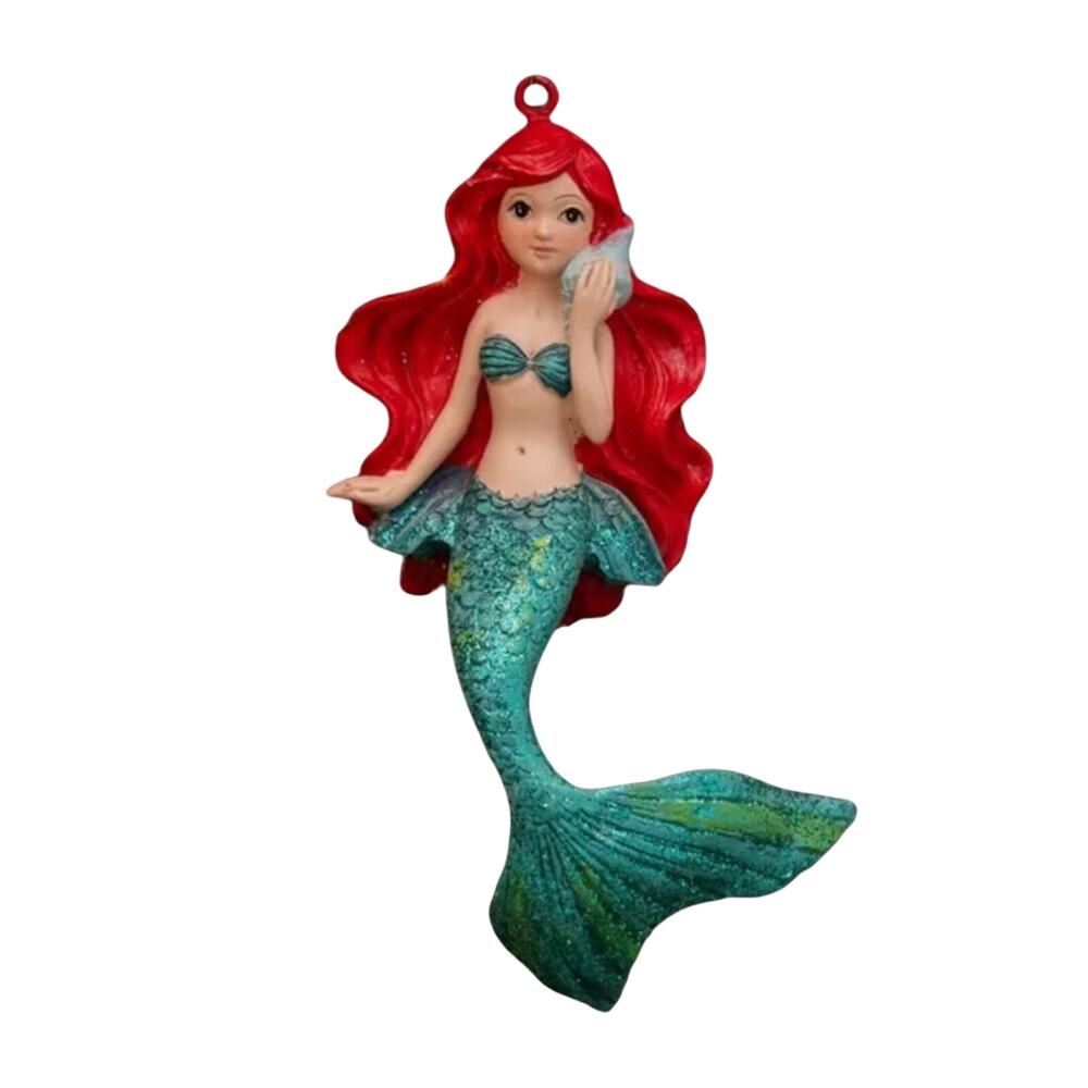 Mermaid Ornament Flowing Red Hair Aqua Tail Christmas Tree Beach Nautical-NEW